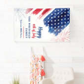 4e juli Parade Red White Blue Custom Spandoek (Insitu)