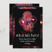 4e juli Partij/BBQ Black Bright Fireworks Kaart (Voorkant / Achterkant)