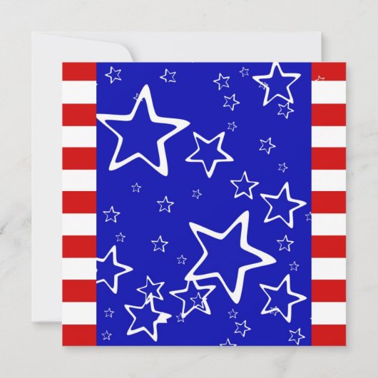 4e juli Partij / Bbq Uitnodiging Rood Blauw (Achterkant)