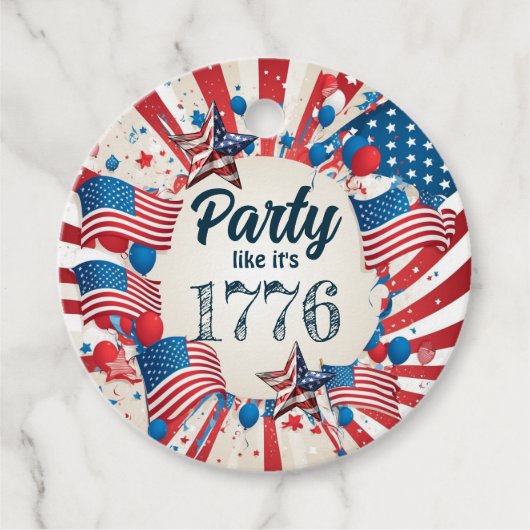 4e juli Partij Bedankjes Labels (Voorkant)