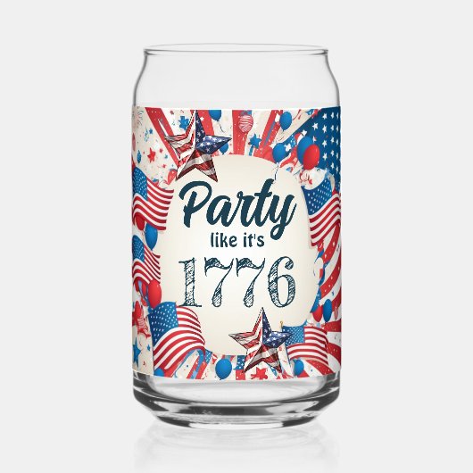 4e juli Partij Blikvorm Glas (Achterkant)