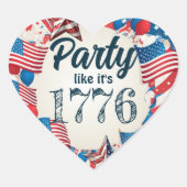 4e juli Partij Hart Sticker (Voorkant)