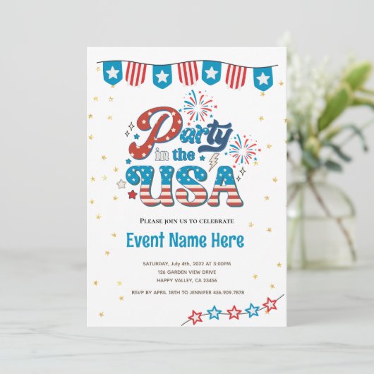 4e juli Partij in de Verenigde Staten American Vib Kaart (Staand voorkant)
