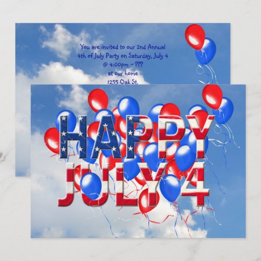 4e juli Partij Kaart (Voorkant / Achterkant)