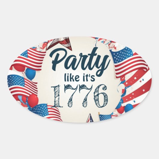 4e juli Partij Ovale Sticker (Voorkant)