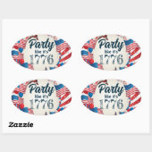 4e juli Partij Ovale Sticker (Vel)