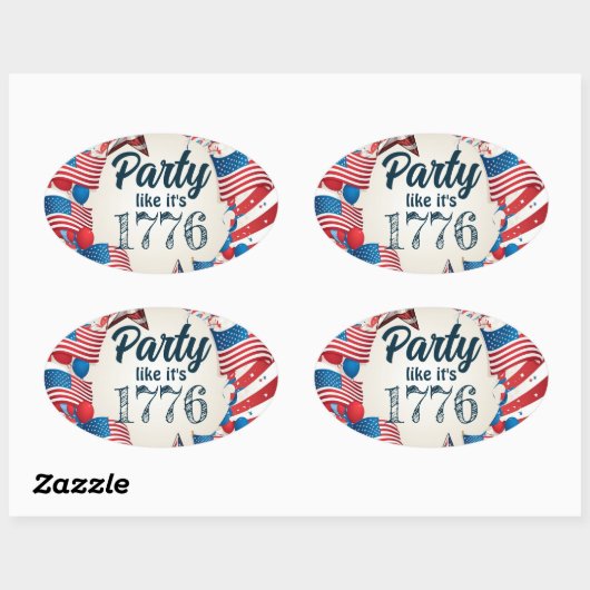 4e juli Partij Ovale Sticker (Vel)