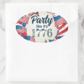 4e juli Partij Ovale Sticker (Tas)