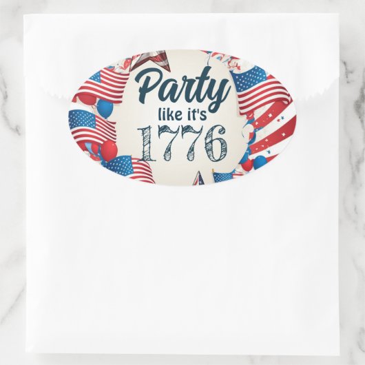 4e juli Partij Ovale Sticker (Tas)