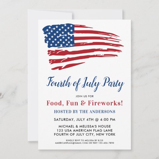 4e juli Partij Patriottische Amerikaanse vlag Kaart (Voorkant)