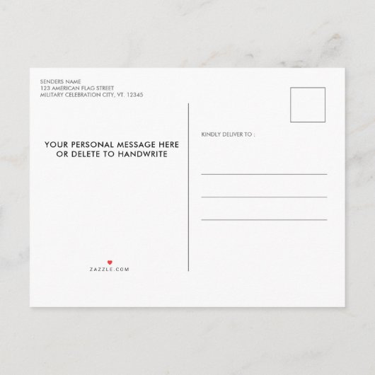 4e juli Partij Patriottische Amerikaanse vlag Uitnodiging Briefkaart (Achterkant)