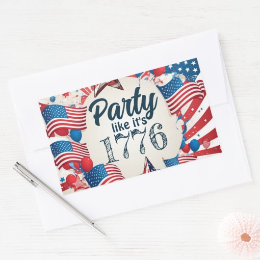 4e juli Partij Rechthoekige Sticker (Envelop)