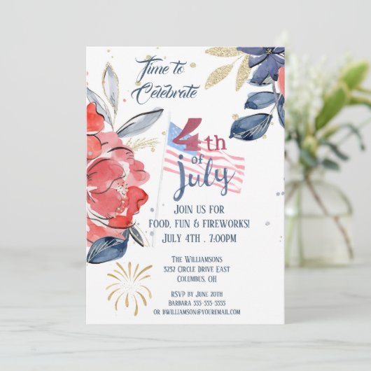 4e juli Partij Rode Witte Blauwe Vlag Kaart (Staand voorkant)