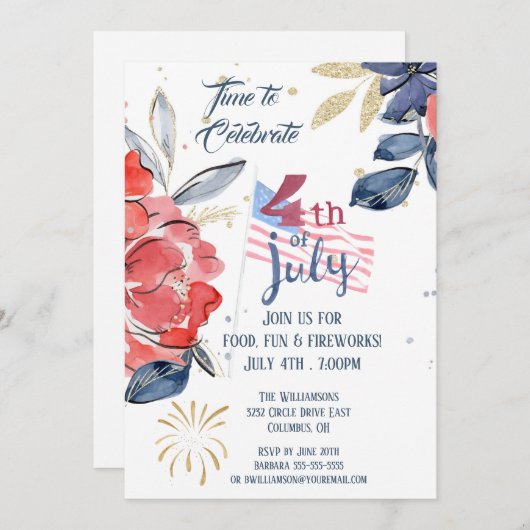 4e juli Partij Rode Witte Blauwe Vlag Kaart (Voorkant / Achterkant)