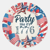 4e juli Partij Ronde Sticker (Voorkant)