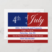 4e juli partij uitnodiging briefkaart (Voorkant / Achterkant)