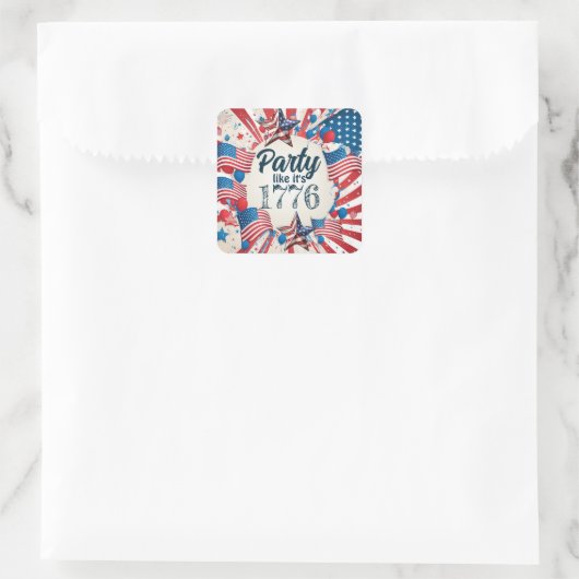 4e juli Partij Vierkante Sticker (Tas)