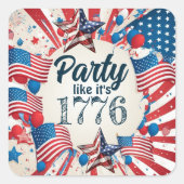 4e juli Partij Vierkante Sticker (Voorkant)