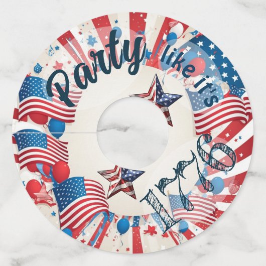 4e juli Partij Wijnglaslabel (Voorkant)