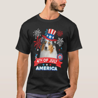 4e juli patriottische dag Australische herderhond T-shirt