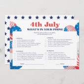 4e juli: Phone Game Card Kaart (Voorkant / Achterkant)