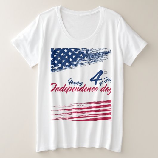 4e juli plus grootte grote maat t-shirt (Design voorkant)