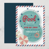 4e juli Pool Party Kaart (Voorkant / Achterkant)