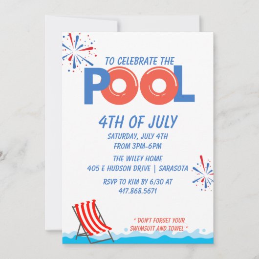 4e juli Pool Party Save The Date (Voorkant)