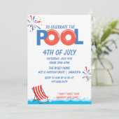 4e juli Pool Party Save The Date (Staand voorkant)
