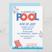 4e juli Pool Party Save The Date (Voorkant / Achterkant)