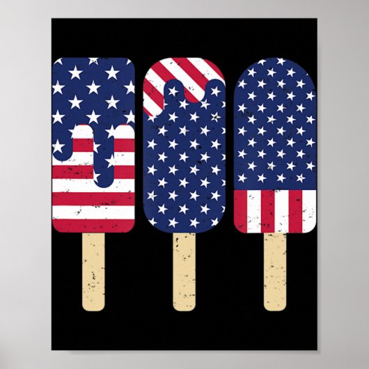 4e juli Popsicle Patriottic American Flag Memor Poster (Voorkant)