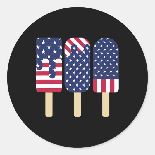 4e juli Popsicle Patriottic American Flag Memor Ronde Sticker (Voorkant)