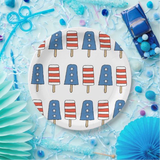 4e juli Popsicles 4e juli Onafhankelijkheidsdag Papieren Bordje (Feest)