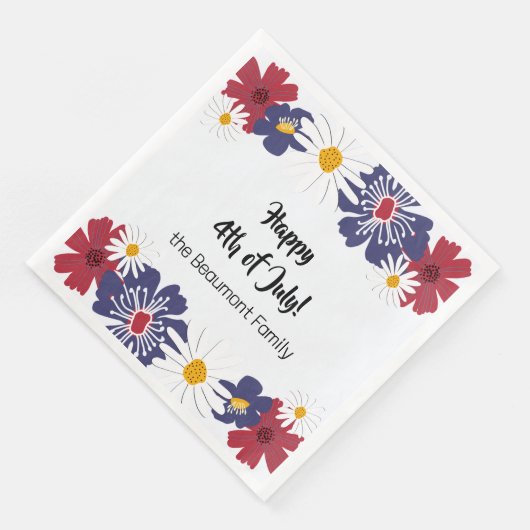 4e juli Retro Red Blue Summer Party Servet (Hoek)