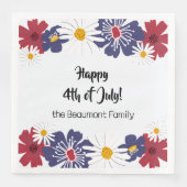 4e juli Retro Red Blue Summer Party Servet (Voorkant)