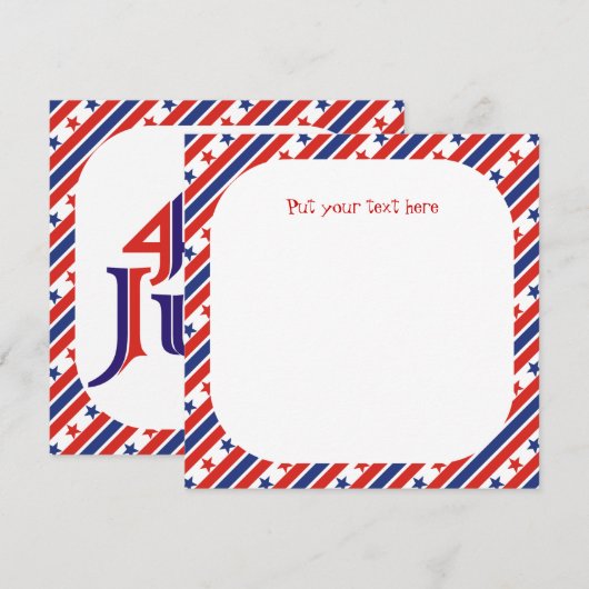 4e juli rood blauw tekst Party Uitnodigingen (Voorkant / Achterkant)