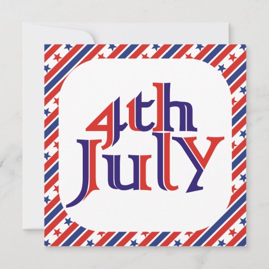 4e juli rood blauw tekst Party Uitnodigingen (Achterkant)