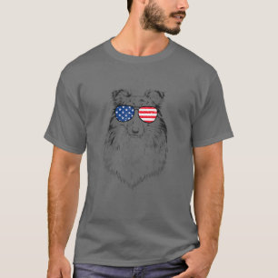 4e juli Shetland Sheepdog Dog Patriotic USA Su T-shirt