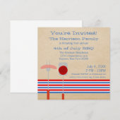 4e juli Striped BBQ Grilling Invite Kaart (Voorkant / Achterkant)