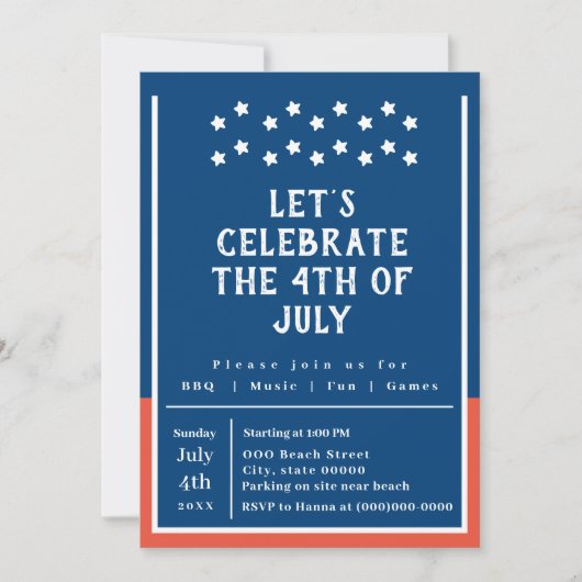 4e juli Summer BBQ Party Kaart (Voorkant)