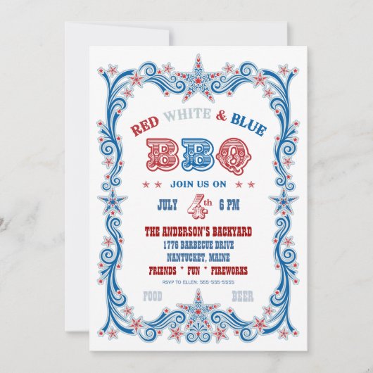 4e juli Uitnodiging BBQ (Voorkant)