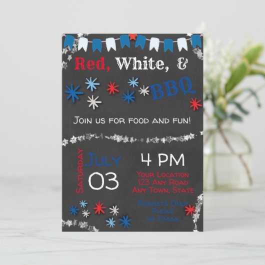 4e juli Uitnodiging BBQ (Staand voorkant)