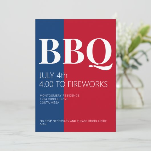 4e juli Uitnodiging BBQ Party (Staand voorkant)