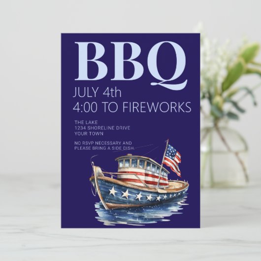 4e juli Uitnodiging BBQ Party (Staand voorkant)