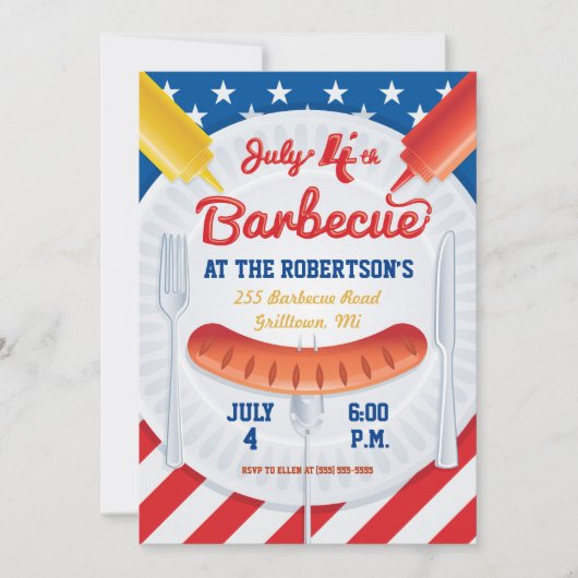 4e juli Uitnodiging BBQ Party (Voorkant)