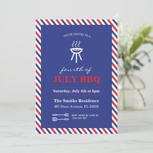4e juli Uitnodiging BBQ Party (Staand voorkant)