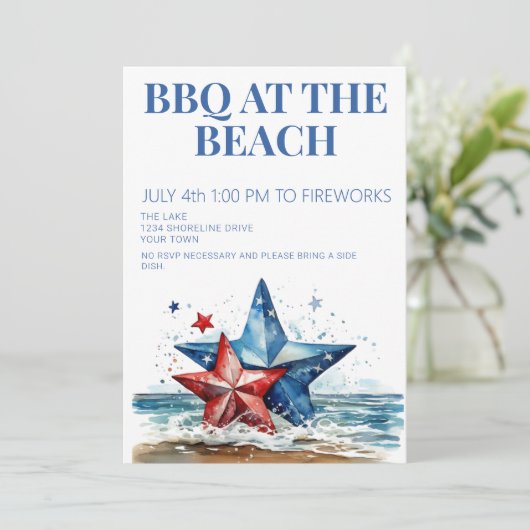 4e juli Uitnodiging BBQ Party (Staand voorkant)