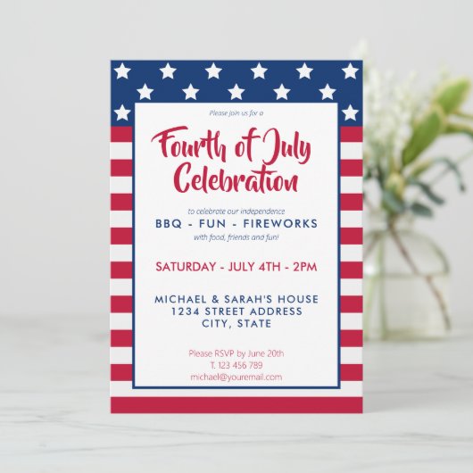 4e juli Uitnodiging BBQ Party (Staand voorkant)