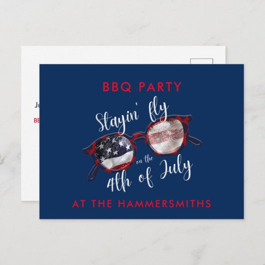 4e juli Uitnodiging BBQ Party (Voorkant / Achterkant)