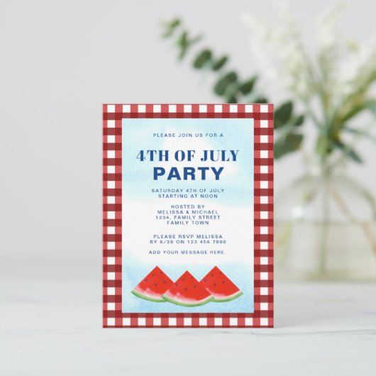 4e juli uitnodiging briefkaart (Staand voorkant)